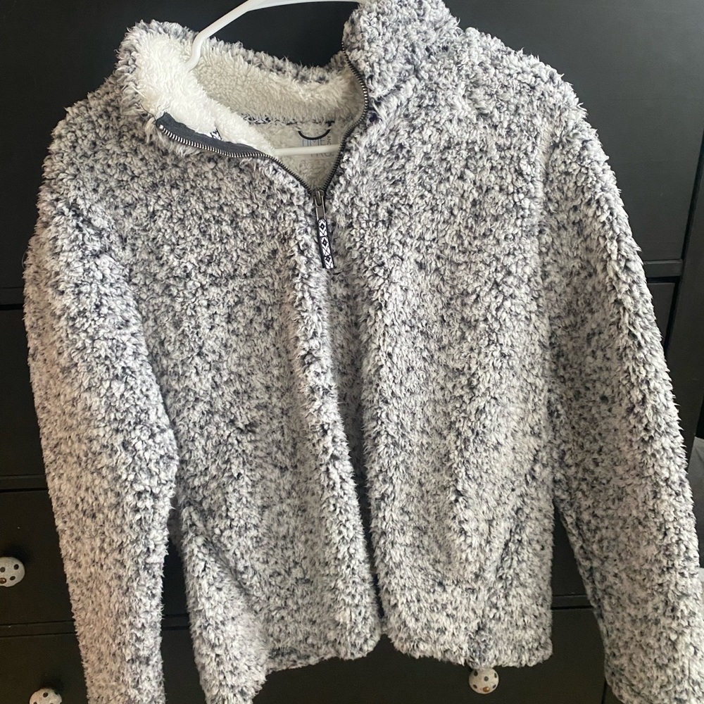 Black and white quarter zip Sherpa